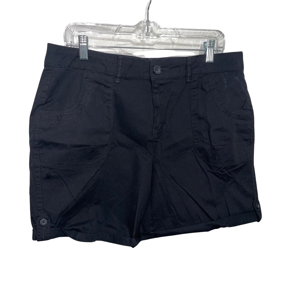 Gloria Vanderbilt Women All-Around Slimming Effect Black Shorts Sz 12